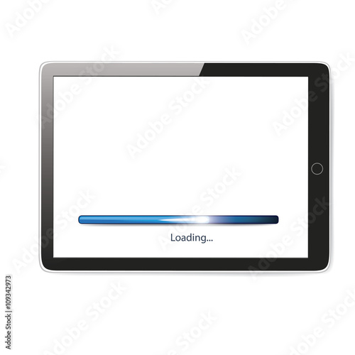 Free Download Vector illustration of horizontal black modern realistic tablet pad with loading white screen. - GFXLoad