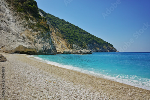 small white stones at Myrtos beach, Kefalonia, Ionian islands, Greece