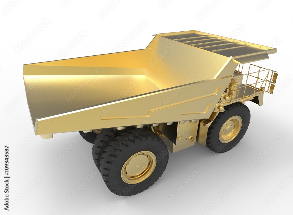 3d illustration of mine vehicle machine, on white background isolated with shadow. easy to use, icon for game.