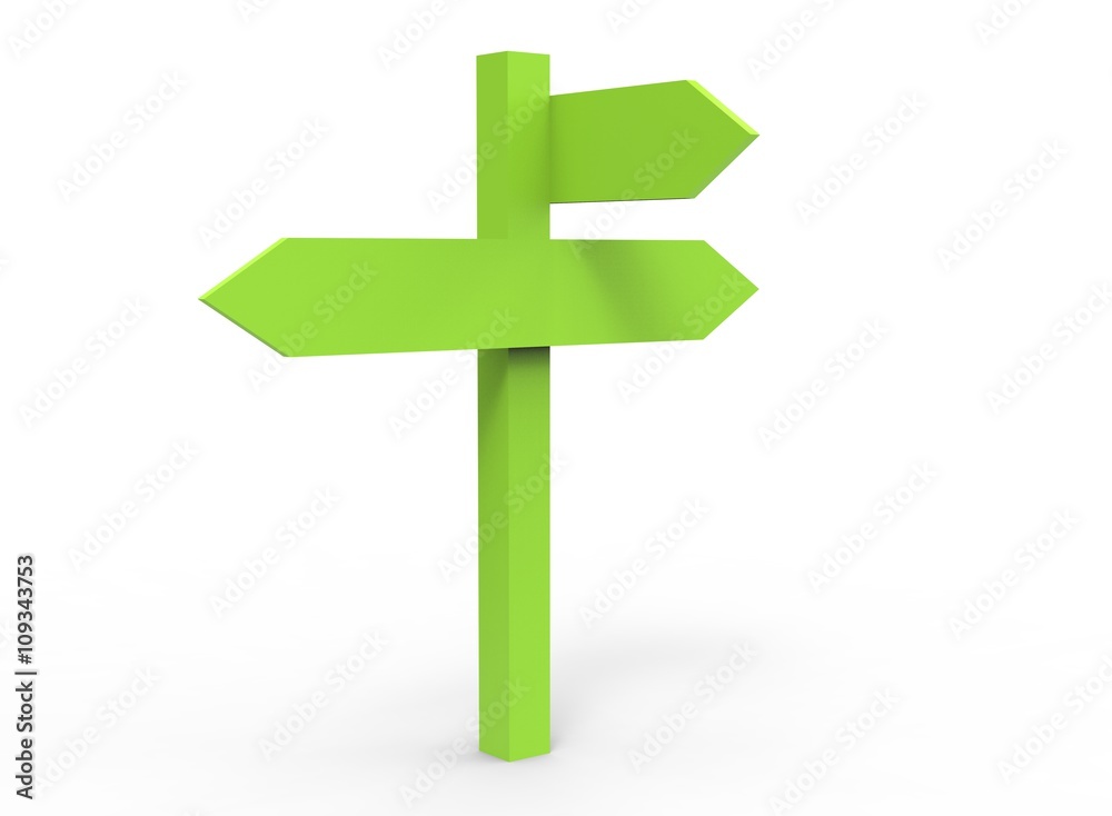 simple road sign. 3d illustration on white background. with shadow. icon for game or for site. simple to use. green color simple road sign. 3d illustration on white background. with shadow. icon for game or for site. simple to use. green color
