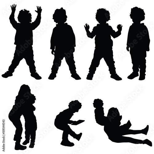 children set silhouette illustration