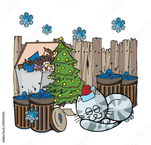 alley cat christmas illustrations