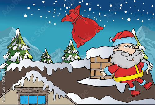 here comes Santa vector art