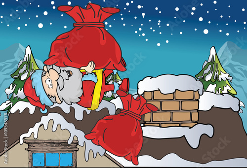 here comes Santa vector art