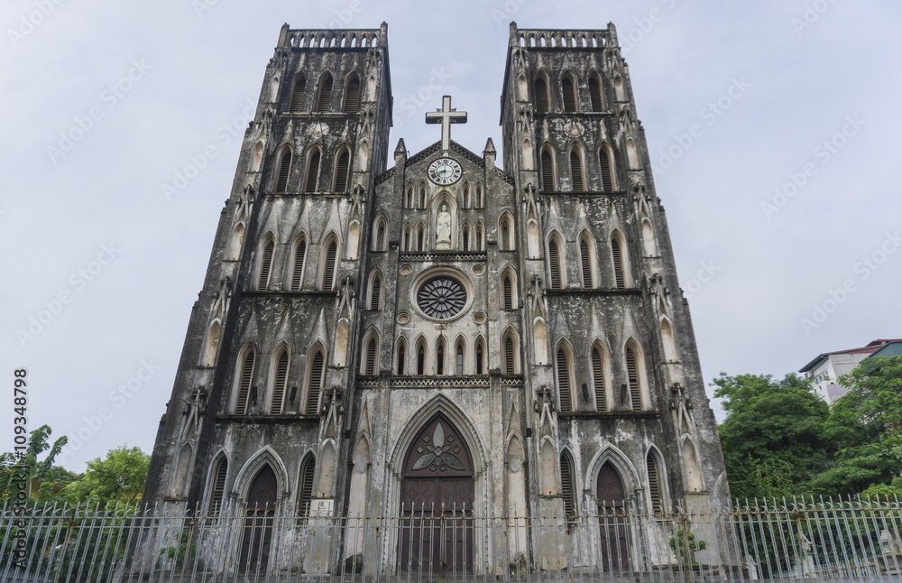 St Joseph's Cathedral in Hanoi, Vietnam. The famous place in Hanoi, Vietnam. St Joseph's Cathedral in Hanoi, Vietnam. The famous place in Hanoi, Vietnam.