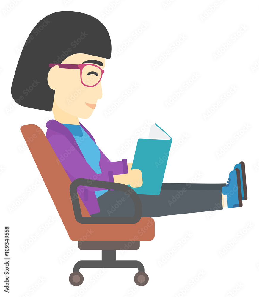 Business woman reading book.