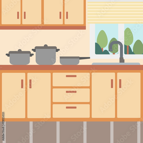 Background of kitchen with kitchenware.