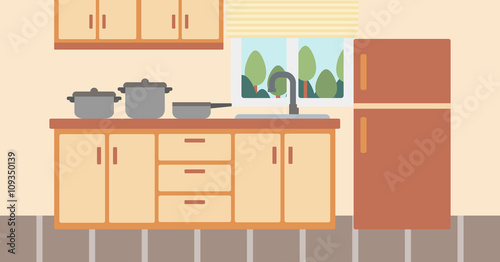 Background of kitchen with kitchenware.