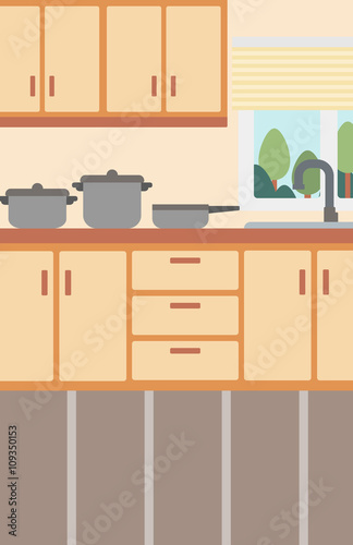 Background of kitchen with kitchenware.