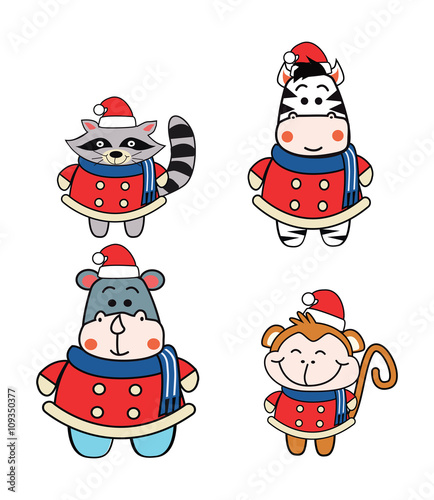 cute animals celebrating Christmas