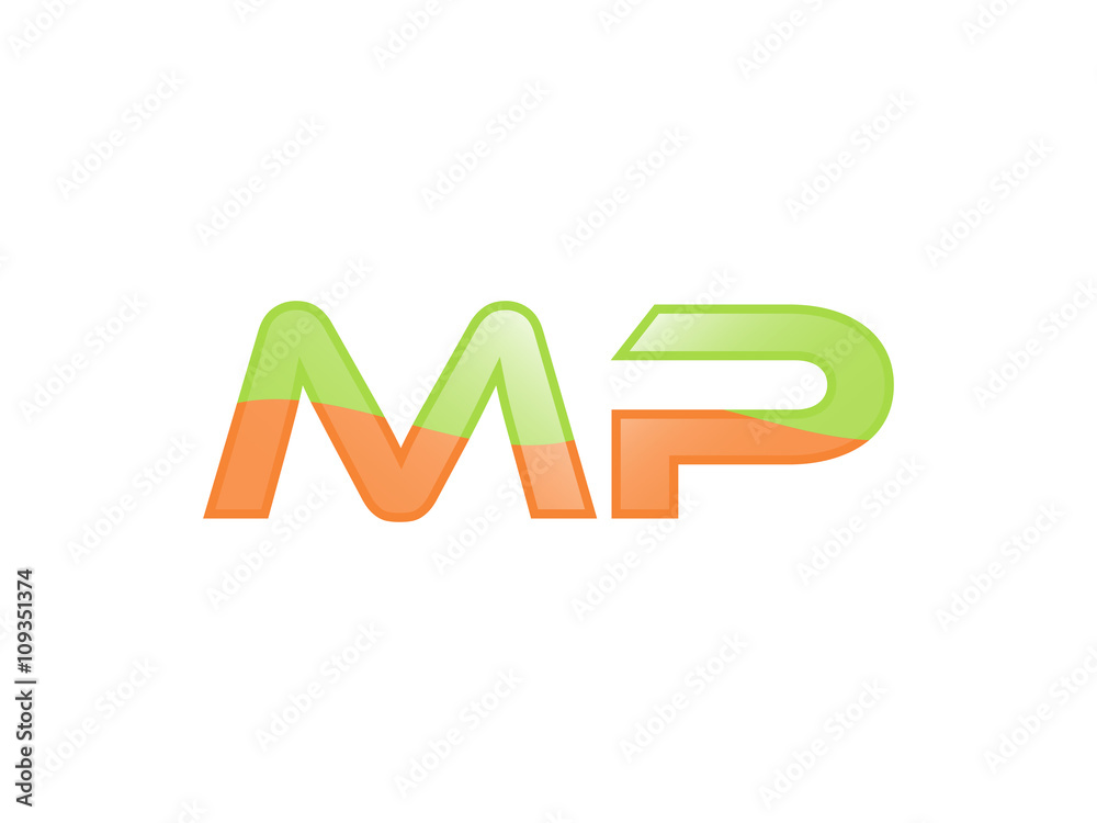 Green Orange shiny MP letters Green Orange shiny MP letters