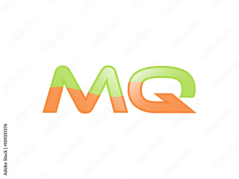 Green Orange shiny MQ letters Green Orange shiny MQ letters