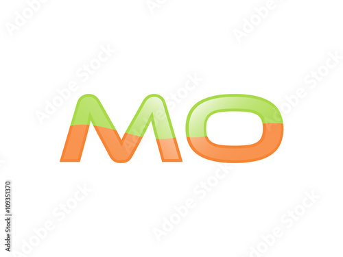 Green Orange shiny MO letters