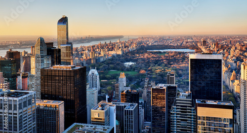 Stampa su tela Central Park in New York at sunset