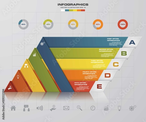 5 steps modern origami presentation template. EPS10.