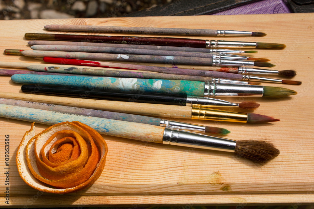 Fototapeta premium Paint brushes in the sun