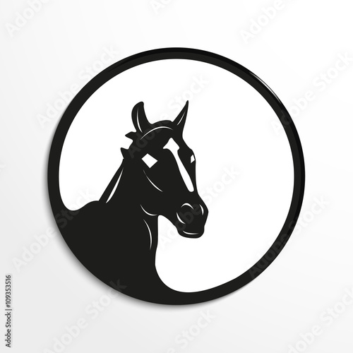 Horse s head. Vector illustration. Black and white view.