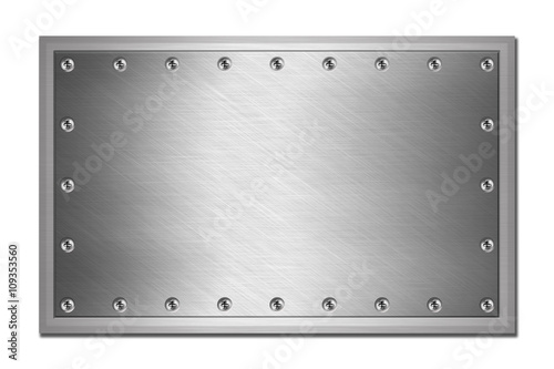 Metal plate with screws isolated on white