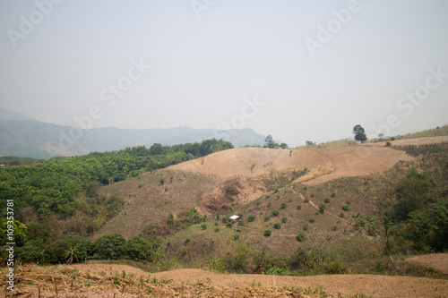Deforestation on the mountain for agricultural in Payao province