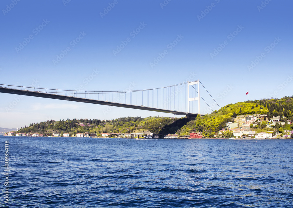 View of Fatih Sultan Mehmet bridge from European side in Istanbul View of Fatih Sultan Mehmet bridge from European side in Istanbul