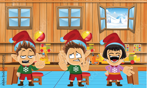 Cute and funny santa elves