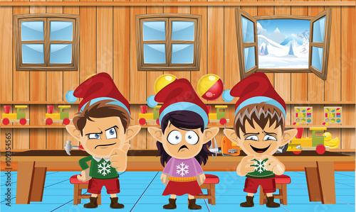 Cute and funny santa elves