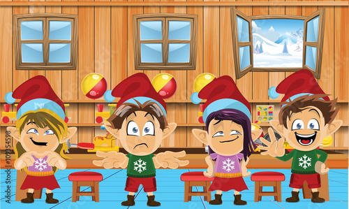 Cute and funny santa elves