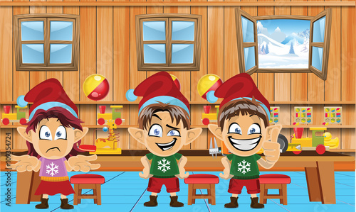 Cute and funny santa elves