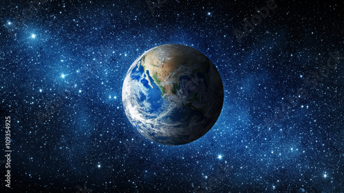 Fototapeta Naklejka Na Ścianę i Meble -  Earth and galaxy. Elements of this image furnished by NASA.