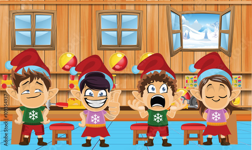 Cute and funny santa elves