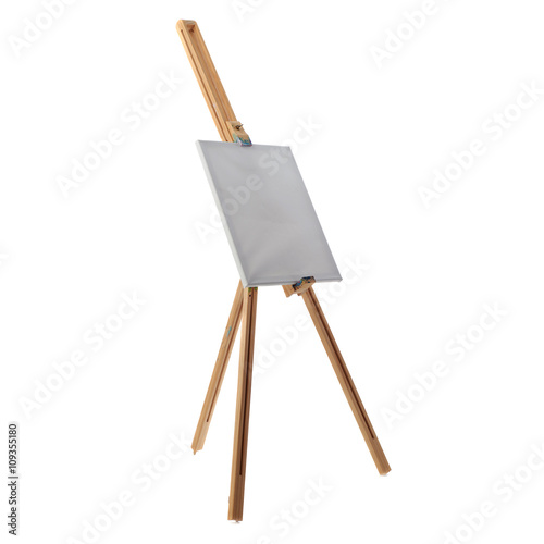 Wooden easel over isolated white background
