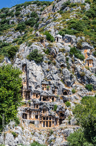 The rock tombs of the era of the Lycian Union. The Turkey.