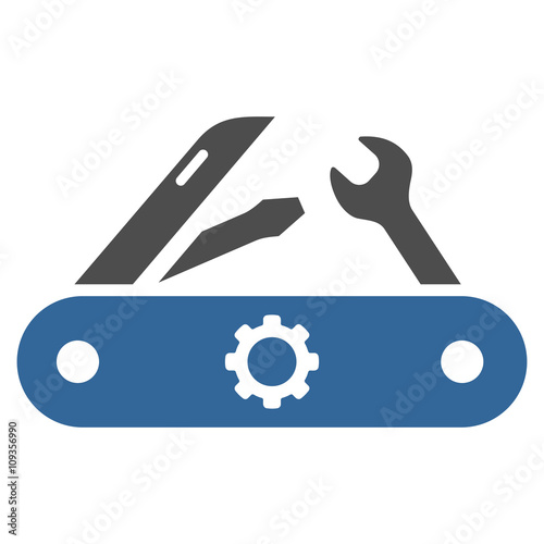 Swiss Knife vector icon. Style is bicolor flat icon symbol, cobalt and gray colors, white background.