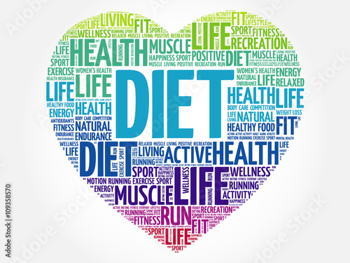 DIET heart word cloud, fitness, sport, health concept