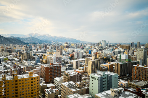 SAPPORO, JAPAN - December 22, 2015: Street view of Buildings aro © ilolab