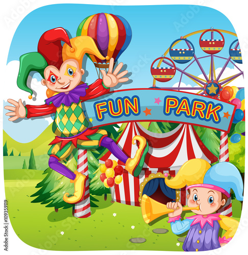 Two jesters at the fun park