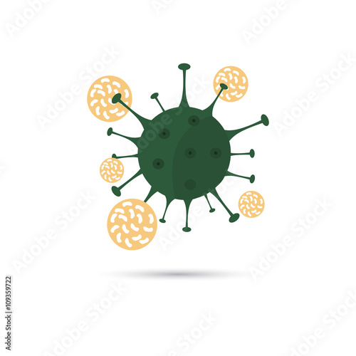 Color illustration of human immunity attack the virus icon