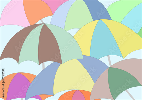 colorful umbrellas on blue background