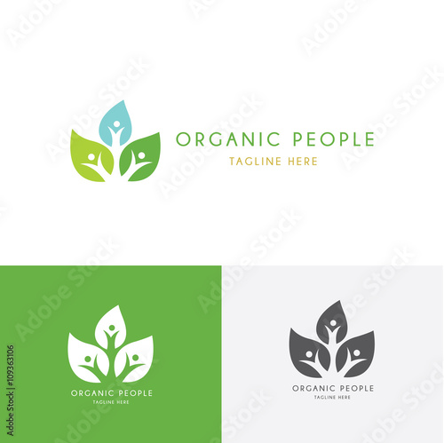 Organic People logo,tree logo,eco logo,green logo,vector logo template.