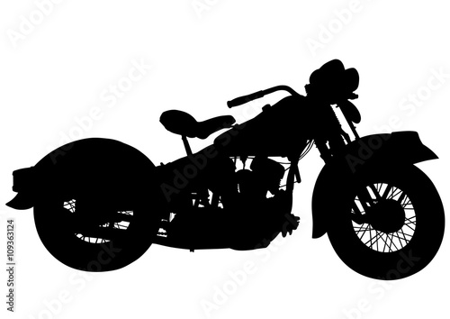 Old motor bike on white background