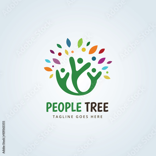 People tree logo. family logo. green logo.eco logo.vector logo template.