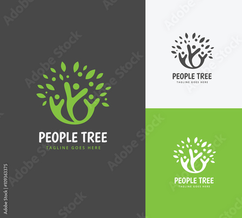 People tree logo. family logo. green logo.eco logo.vector logo template.