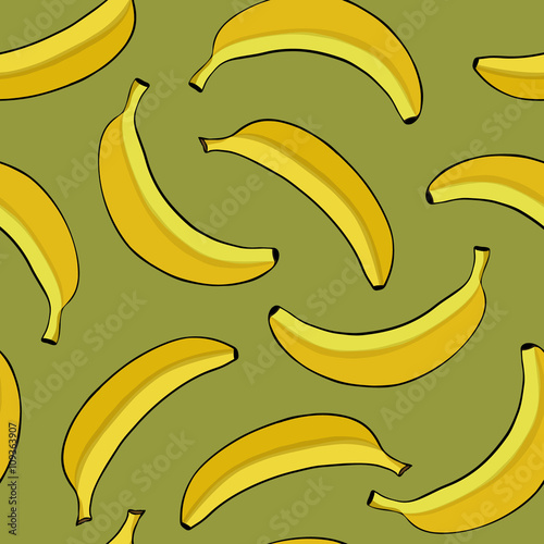 Seamless background with yellow bananas. 