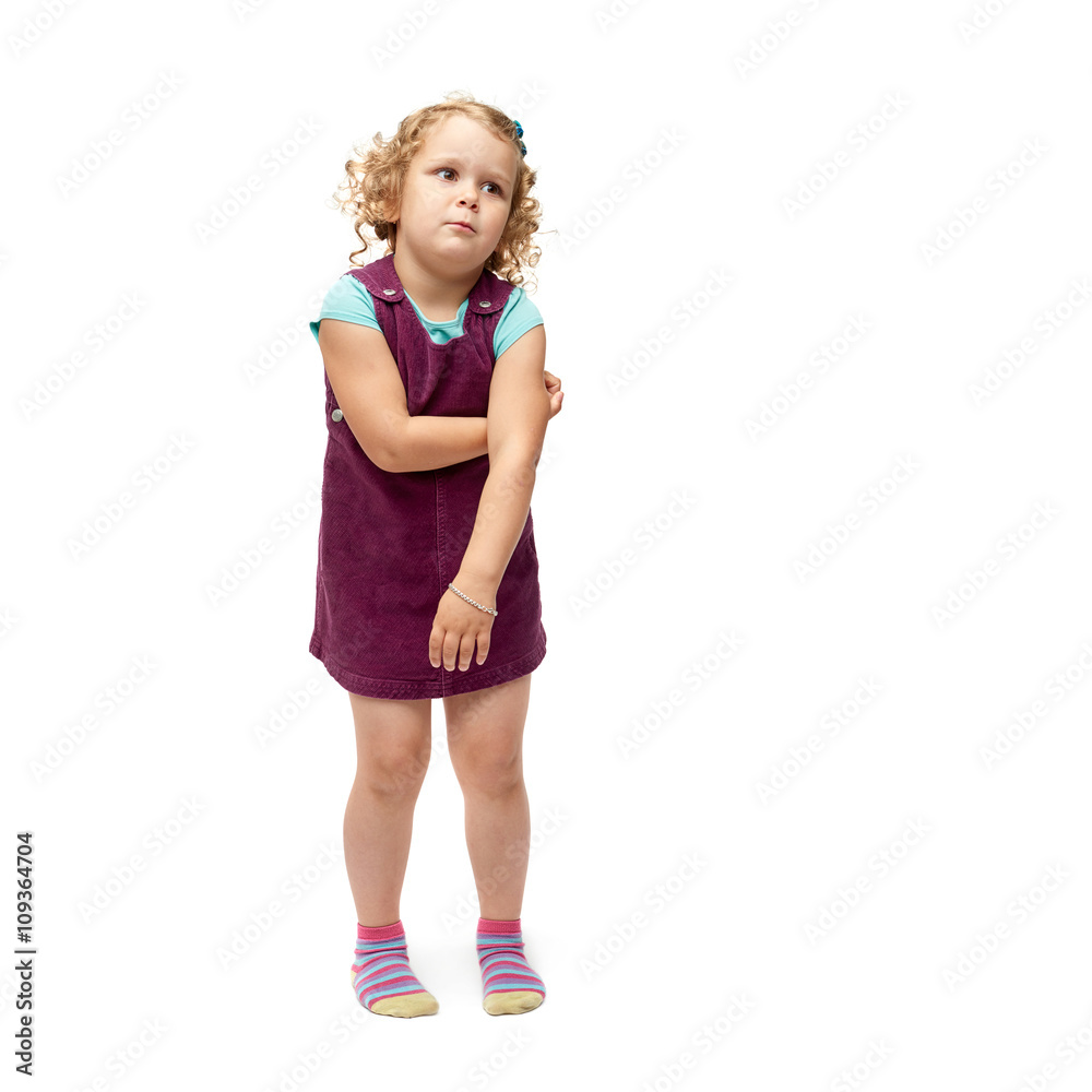 Young little girl standing over isolated white background Young little girl standing over isolated white background