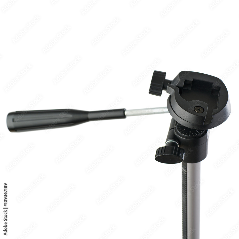 Camera tripod over isolated white background Camera tripod over isolated white background