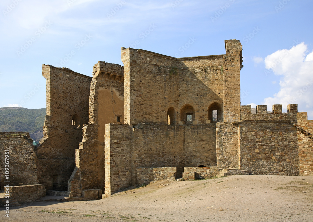 Old Genoese fortress XI century in Sudak. Crimea. Ukraine