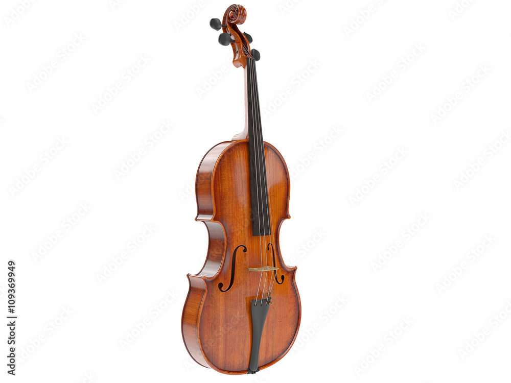 Fototapeta premium Aged violin isolated on white