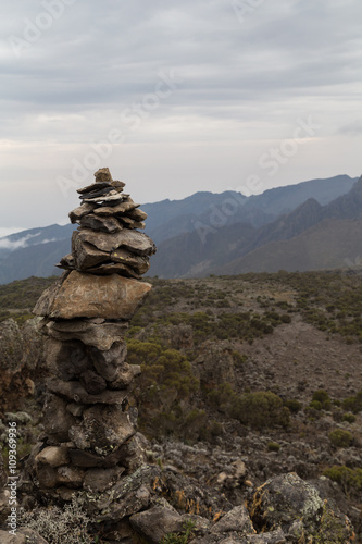 A man made tower of rocks