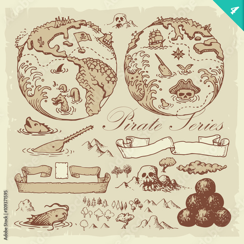 Pirate Sketches Layered Vector Set