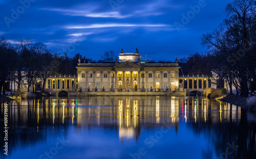 Lazienki Palace in Warsaw, Poland at night photo